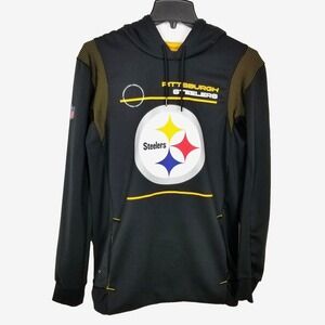 Nike Men PITTSBURGH STEELERS 2021 Sideline Logo Performance Hoodie Sz S Black